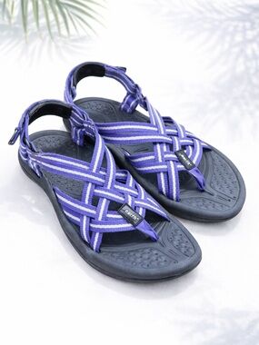 Earth Origins Strappy Sandals Purple Comfort Walking Size 7 Women